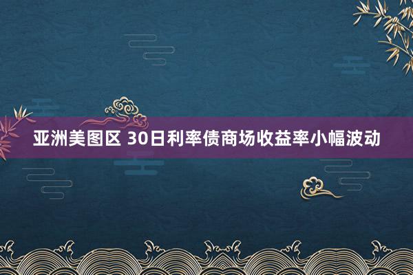 亚洲美图区 30日利率债商场收益率小幅波动