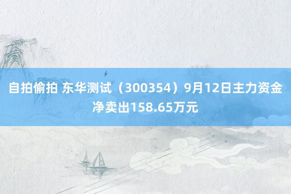 自拍偷拍 东华测试（300354）9月12日主力资金净卖出158.65万元