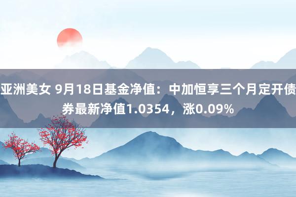 亚洲美女 9月18日基金净值：中加恒享三个月定开债券最新净值1.0354，涨0.09%