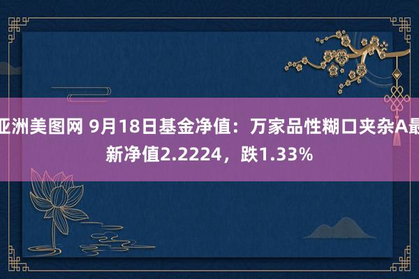 亚洲美图网 9月18日基金净值：万家品性糊口夹杂A最新净值2.2224，跌1.33%