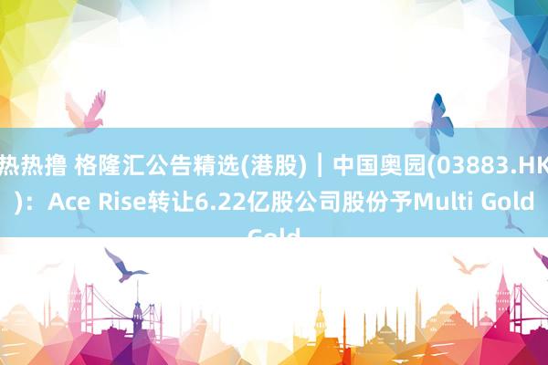 热热撸 格隆汇公告精选(港股)︱中国奥园(03883.HK)：Ace Rise转让6.22亿股公司股份予Multi Gold