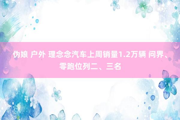 伪娘 户外 理念念汽车上周销量1.2万辆 问界、零跑位列二、三名