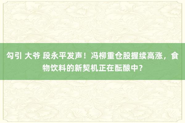 勾引 大爷 段永平发声！冯柳重仓股握续高涨，食物饮料的新契机正在酝酿中？