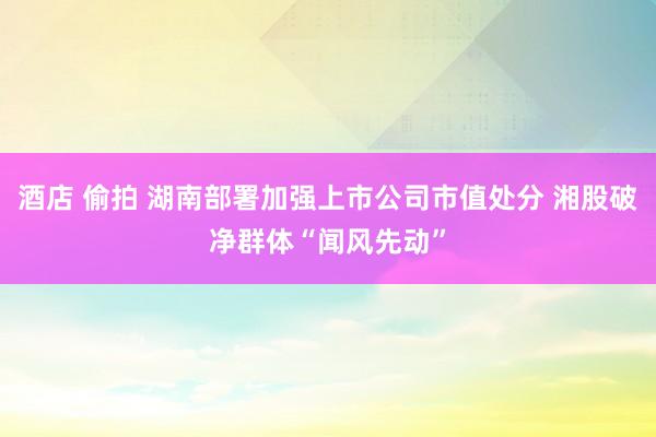 酒店 偷拍 湖南部署加强上市公司市值处分 湘股破净群体“闻风先动”