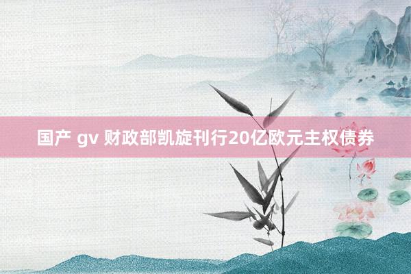 国产 gv 财政部凯旋刊行20亿欧元主权债券