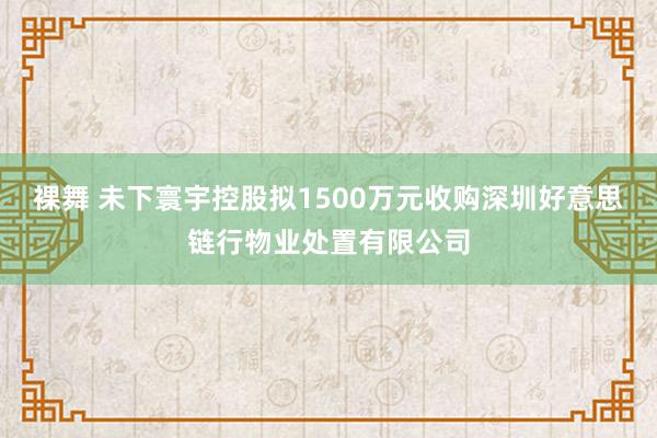 裸舞 未下寰宇控股拟1500万元收购深圳好意思链行物业处置有限公司