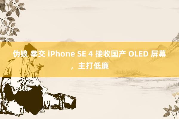 伪娘 拳交 iPhone SE 4 接收国产 OLED 屏幕，主打低廉