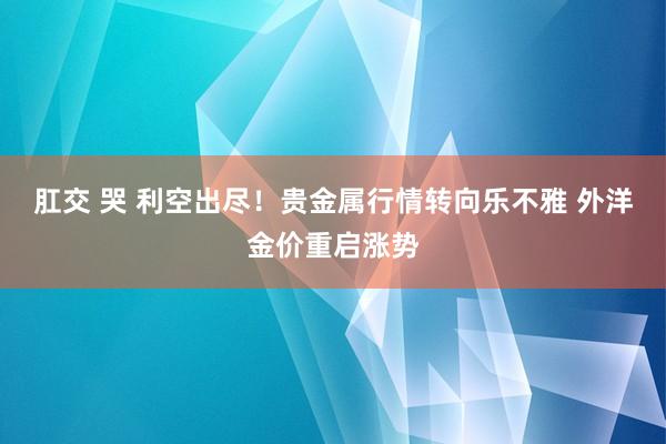 肛交 哭 利空出尽！贵金属行情转向乐不雅 外洋金价重启涨势