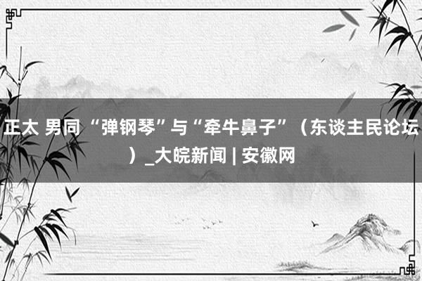 正太 男同 “弹钢琴”与“牵牛鼻子”（东谈主民论坛）_大皖新闻 | 安徽网