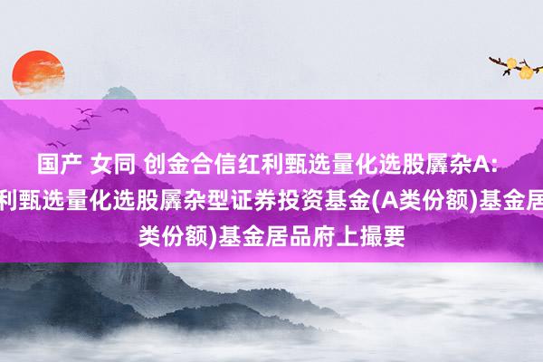 国产 女同 创金合信红利甄选量化选股羼杂A: 创金合信红利甄选量化选股羼杂型证券投资基金(A类份额)基金居品府上撮要