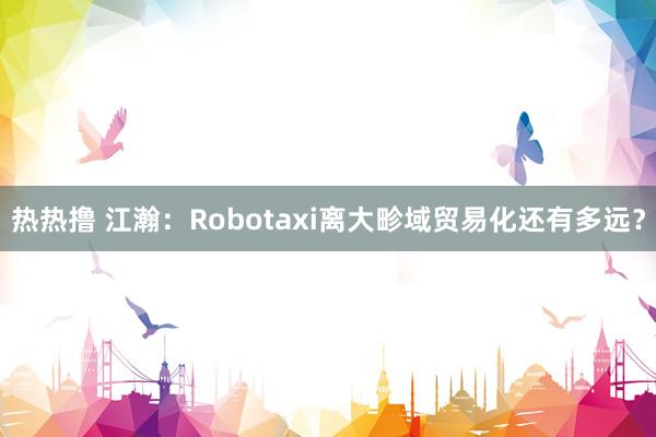 热热撸 江瀚：Robotaxi离大畛域贸易化还有多远？