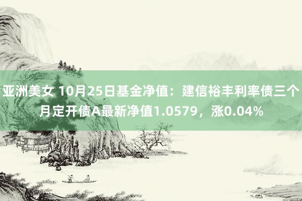 亚洲美女 10月25日基金净值：建信裕丰利率债三个月定开债A最新净值1.0579，涨0.04%