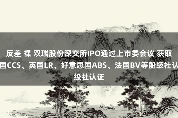 反差 裸 双瑞股份深交所IPO通过上市委会议 获取中国CCS、英国LR、好意思国ABS、法国BV等船级社认证