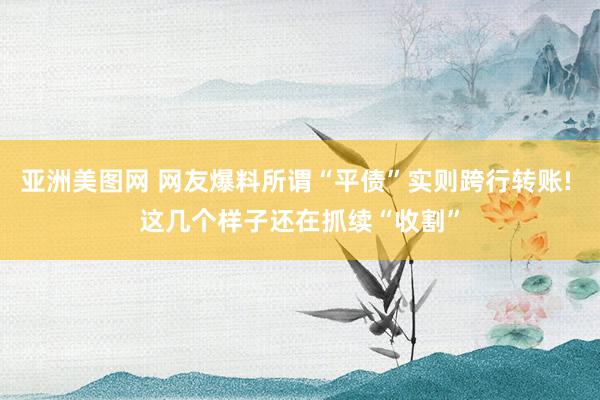 亚洲美图网 网友爆料所谓“平债”实则跨行转账! 这几个样子还在抓续“收割”