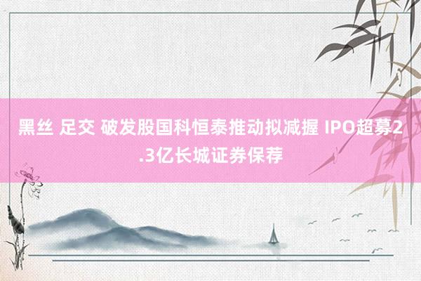 黑丝 足交 破发股国科恒泰推动拟减握 IPO超募2.3亿长城证券保荐