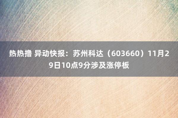 热热撸 异动快报：苏州科达（603660）11月29日10点9分涉及涨停板