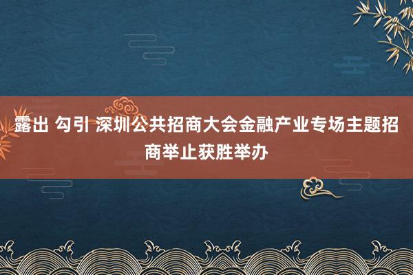 露出 勾引 深圳公共招商大会金融产业专场主题招商举止获胜举办