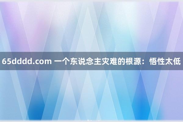 65dddd.com 一个东说念主灾难的根源：悟性太低