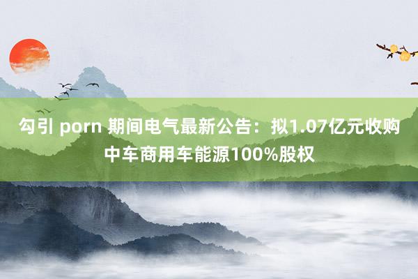 勾引 porn 期间电气最新公告：拟1.07亿元收购中车商用车能源100%股权