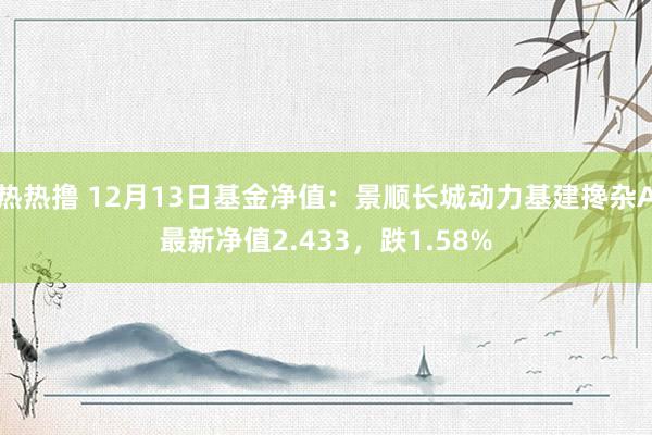 热热撸 12月13日基金净值：景顺长城动力基建搀杂A最新净值2.433，跌1.58%