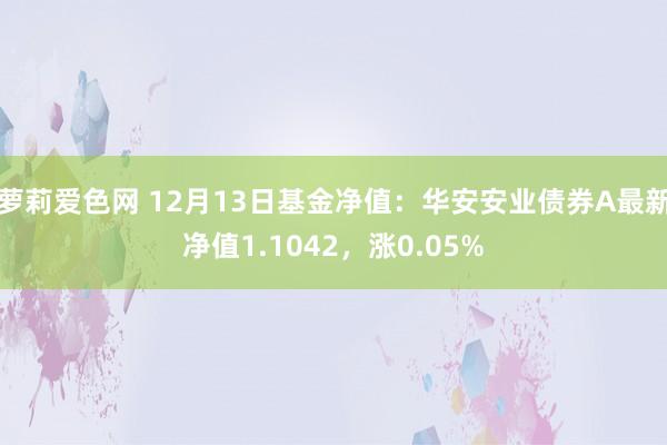 萝莉爱色网 12月13日基金净值：华安安业债券A最新净值1.1042，涨0.05%