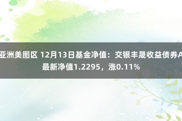 亚洲美图区 12月13日基金净值：交银丰晟收益债券A最新净值1.2295，涨0.11%