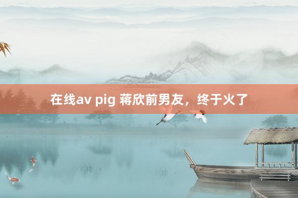 在线av pig 蒋欣前男友，终于火了