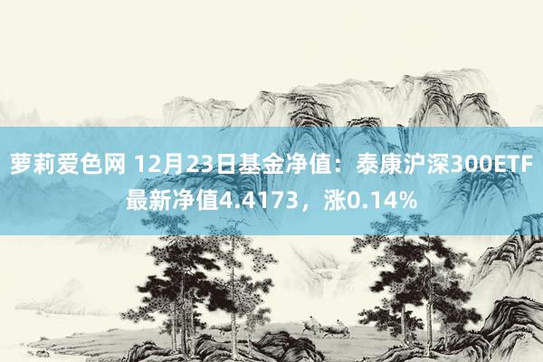 萝莉爱色网 12月23日基金净值：泰康沪深300ETF最新净值4.4173，涨0.14%