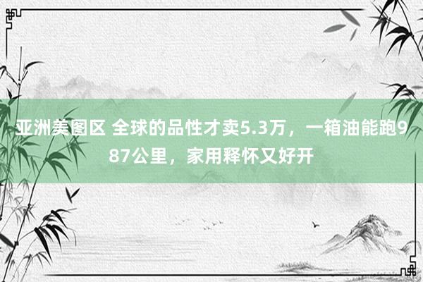 亚洲美图区 全球的品性才卖5.3万，一箱油能跑987公里，家用释怀又好开