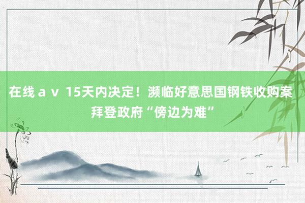 在线ａｖ 15天内决定！濒临好意思国钢铁收购案 拜登政府“傍边为难”