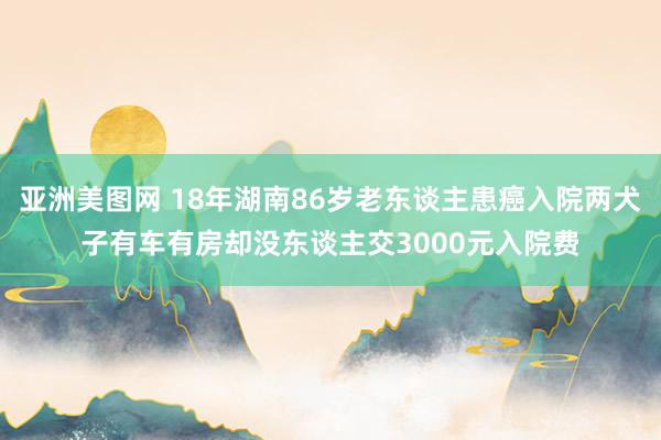 亚洲美图网 18年湖南86岁老东谈主患癌入院两犬子有车有房却没东谈主交3000元入院费