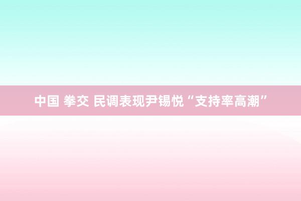 中国 拳交 民调表现尹锡悦“支持率高潮”