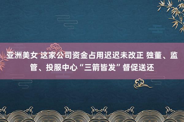 亚洲美女 这家公司资金占用迟迟未改正 独董、监管、投服中心“三箭皆发”督促送还